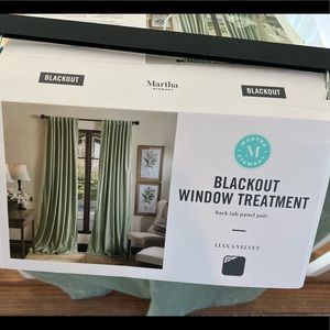 Martha Stewart Luca Velvet Curtain Pair- Sage Green